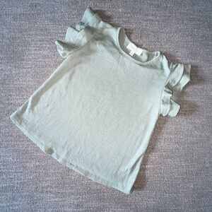 Charming Ruffle Sleeve Kids Top in Soft Green